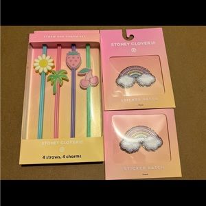 NIP Stoney Clover Lane x Target 2 rainbow sticker patches and straw charm set